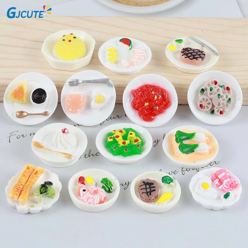 1PC Dollhouse Accessories Mini Dim Sum Platter DIY Miniature Landscape Fairy Garden Decor Pretend Food Ornaments