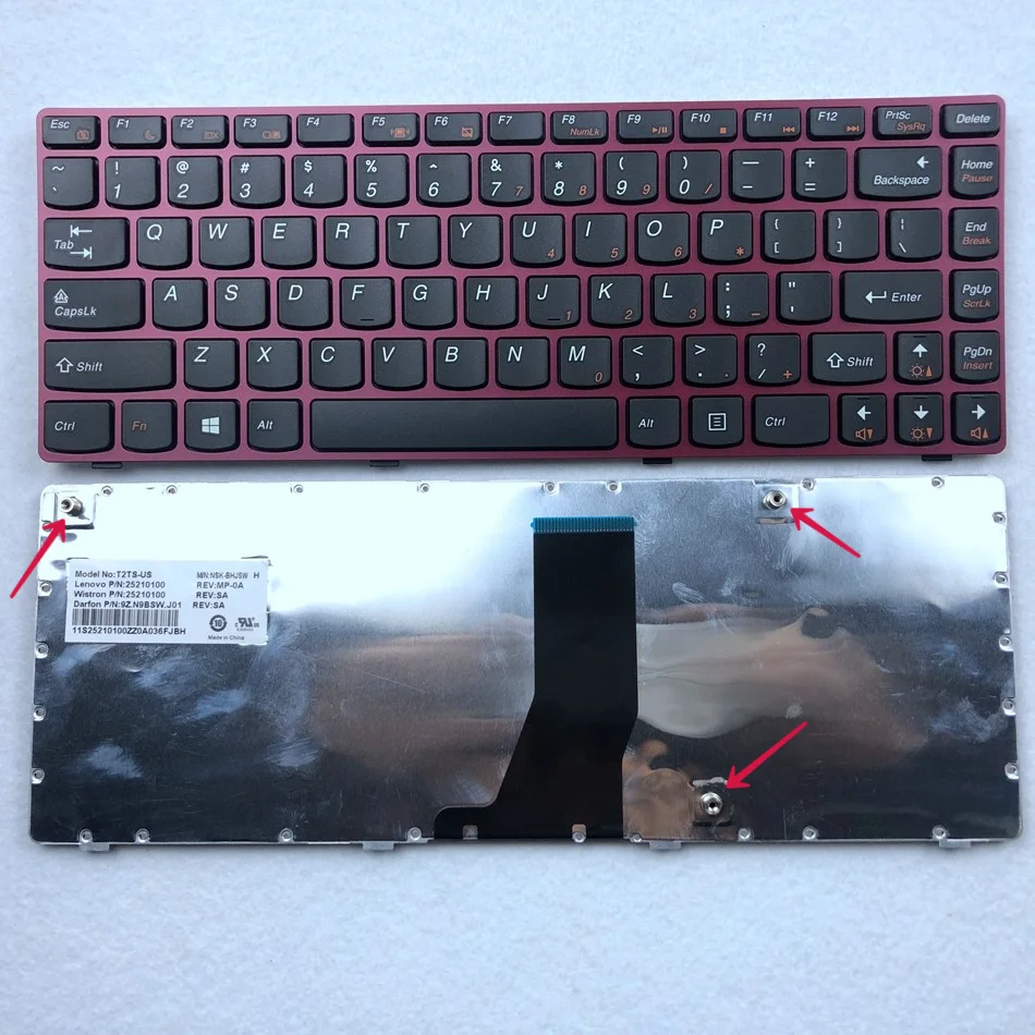 

US Russian Laptop Keyboard for Lenovo V480S V380 V380A V380S V485 red Frame RU US Layout