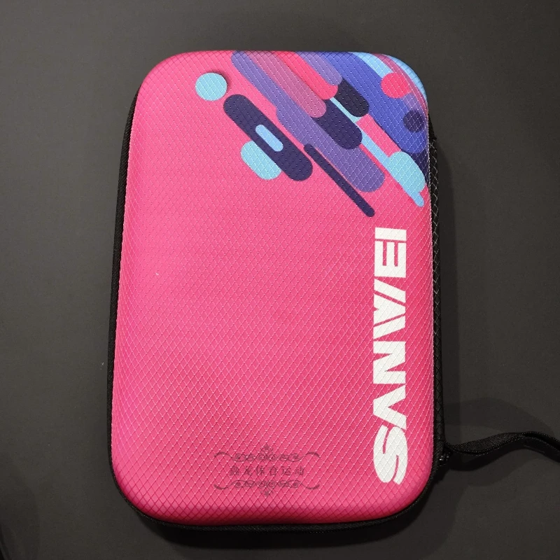 

SANWEI Hard Shell Square Table Tennis Bag Hexagon Design Double Paddle Case Stylish DurableShockproof Ping Pong Racket Carrier