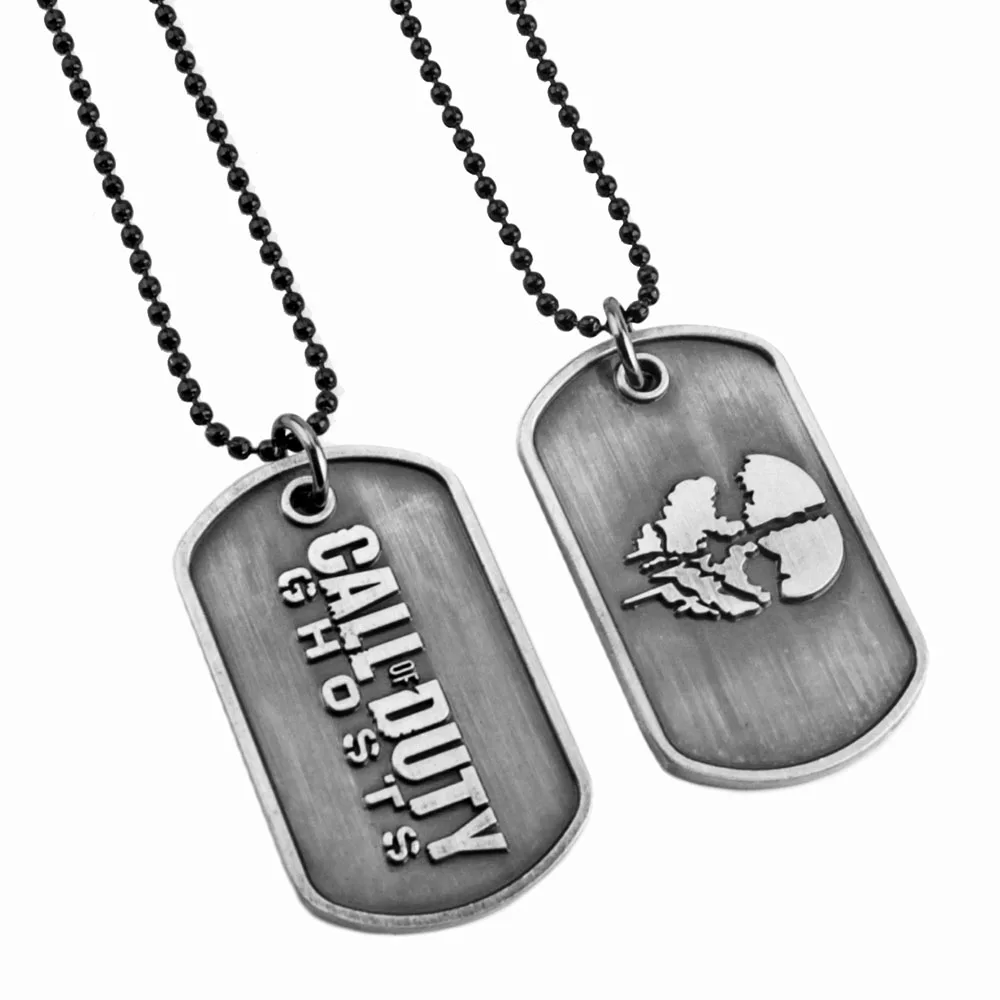 Game Call COD Military Ghosts Dog Tag Charm Pendant Necklace Keyring Duty Metal Keychain For Men Jewelry Gifts