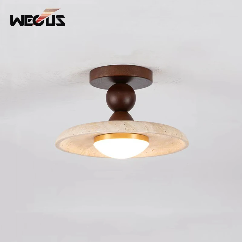 

Потолочный светильник LED в стиле ваби-саби из желтого травертина, современный кремовый дизайн, для прихожей, коридора, балкона