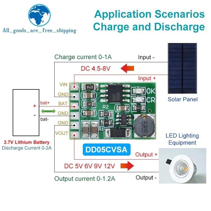 TZT 3.7V 4.2V Charger 5V 6V 9V 12V Discharger Board DC DC Converter Boost Module For Diy Solar Mobile Power Charger Module