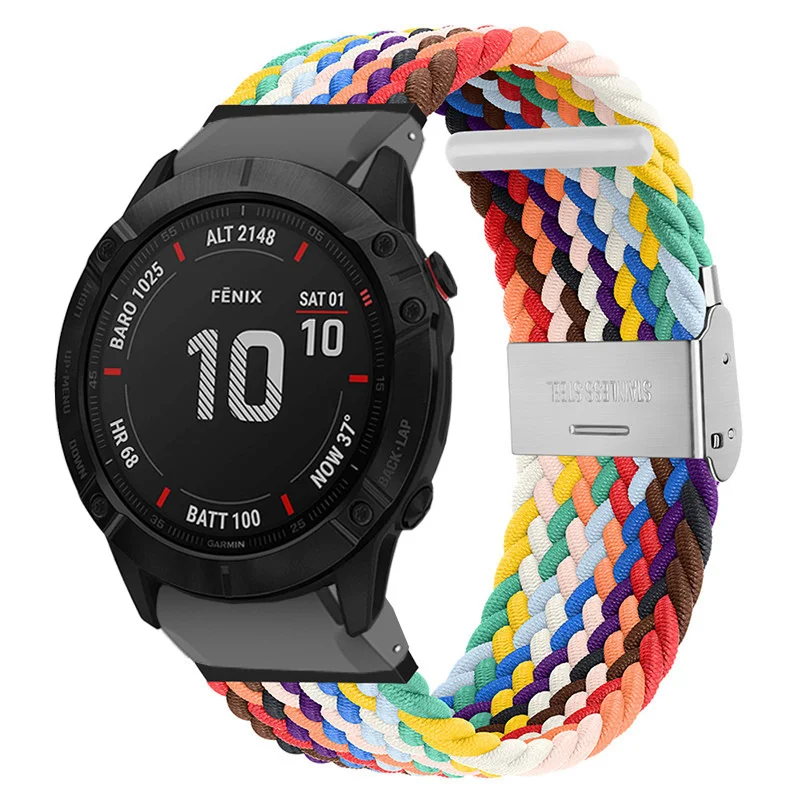 Stretch braided nylon watch strap for Garmin Fenix 7X 7 6 6X 5 5X/Instinct 2X/Mk2 G1/Epix Gen 2/MARQ QuickFit Band 26mm 22mm image 2