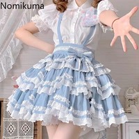 Japanese Sweet Y2k Skirt 2024 Faldas Mujer De Moda High Waist Ruffles Jupe Chic Summer Cute Saia Lolita Lace Ruffles Mini Skirts