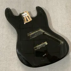 Jazz Bass Model Electric Bass Body Black Color 4 Strings JB Pickups DIY Solid Wood Right Hand for Replace and Luthier GB261