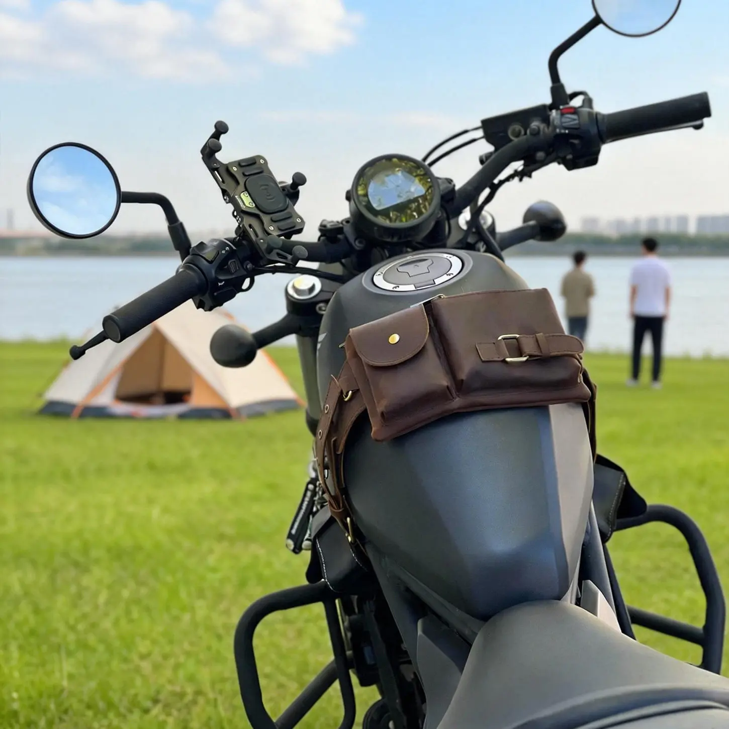 【Premium】For Retro fuel tank bag for Honda CM300 CM500 cowhide side bag modification accessories small hanging bag