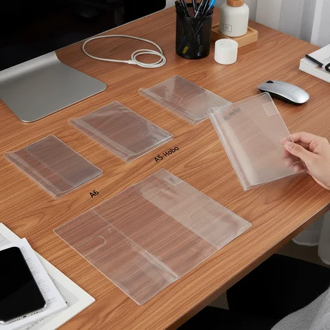 Bilashmart Transparent Durable A5/A6 Notebook Protective Sleeve PVC Book Cover Waterproof Binder Protective Cover Diary Scrapbooking Cover