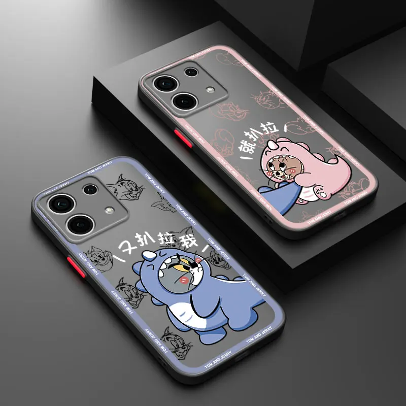 Cute T-Tom J-Jerrys Frosted Translucent Phone Case For Redmi 9A 9C 9i 9T 10 Prime 10C K30 K40 S K20 Pro Gaming Plus