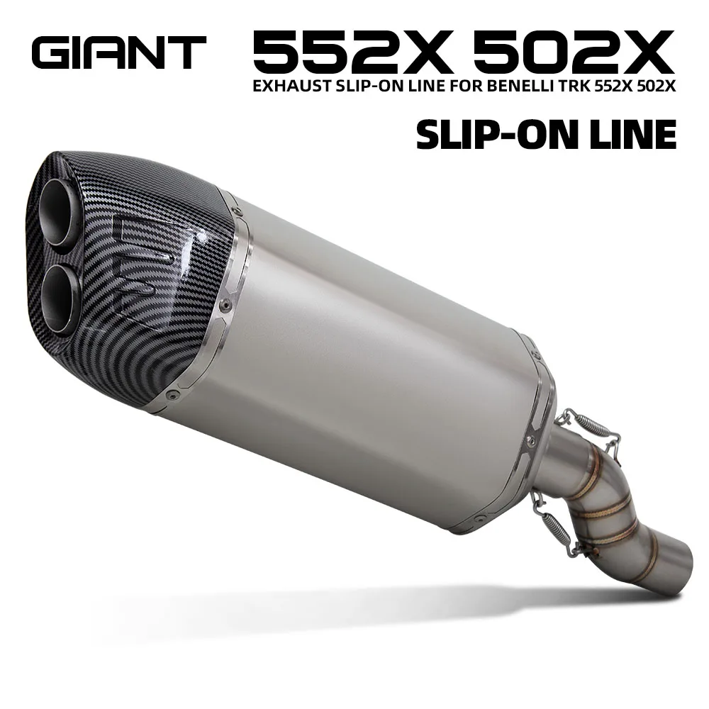 

Motorcycle Slip on Line Exhaust For Benelli TRK502X TRK552X TRK 552X 502X Middle Link Pipe Connect Giant Shield Muffler