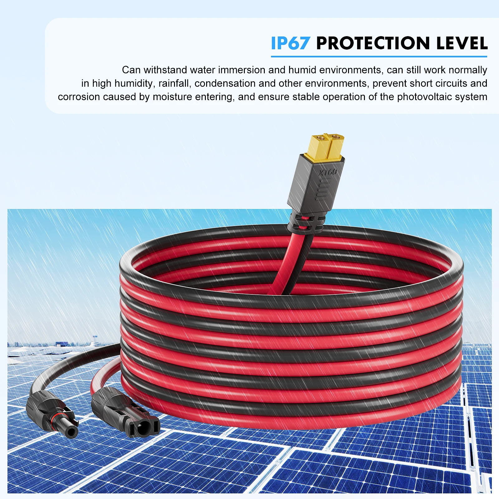 Portable Power Station XT60 Adapter Extension Cable Male to Female Connector for RV Solar Panel - Durable Solar Connector