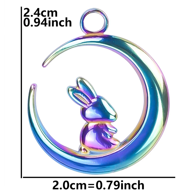 Kawaii Animal Rabbit Moon Pendant Necklaces For Women Men Accessories Stainless Steel Necklace Fashion Jewelry Neck Decoration