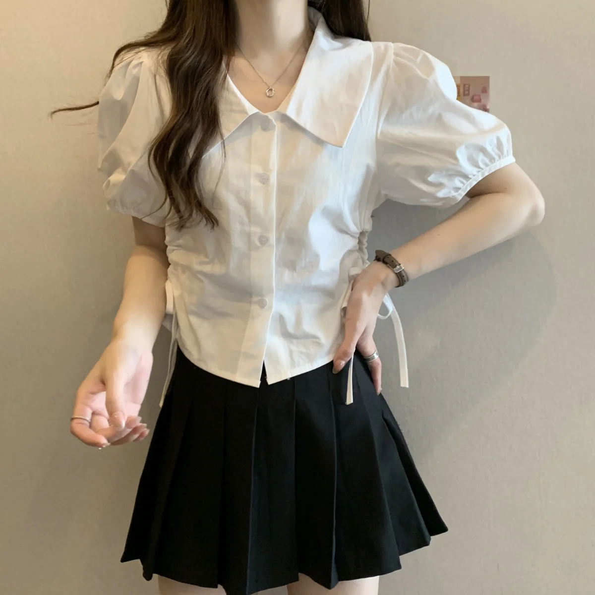 

Shirts Women Mesh Pearl Embellished Bishop Sleeve Ball Gown Fancy Blouse For Elegant Girls Grand Evening Gala Occasions