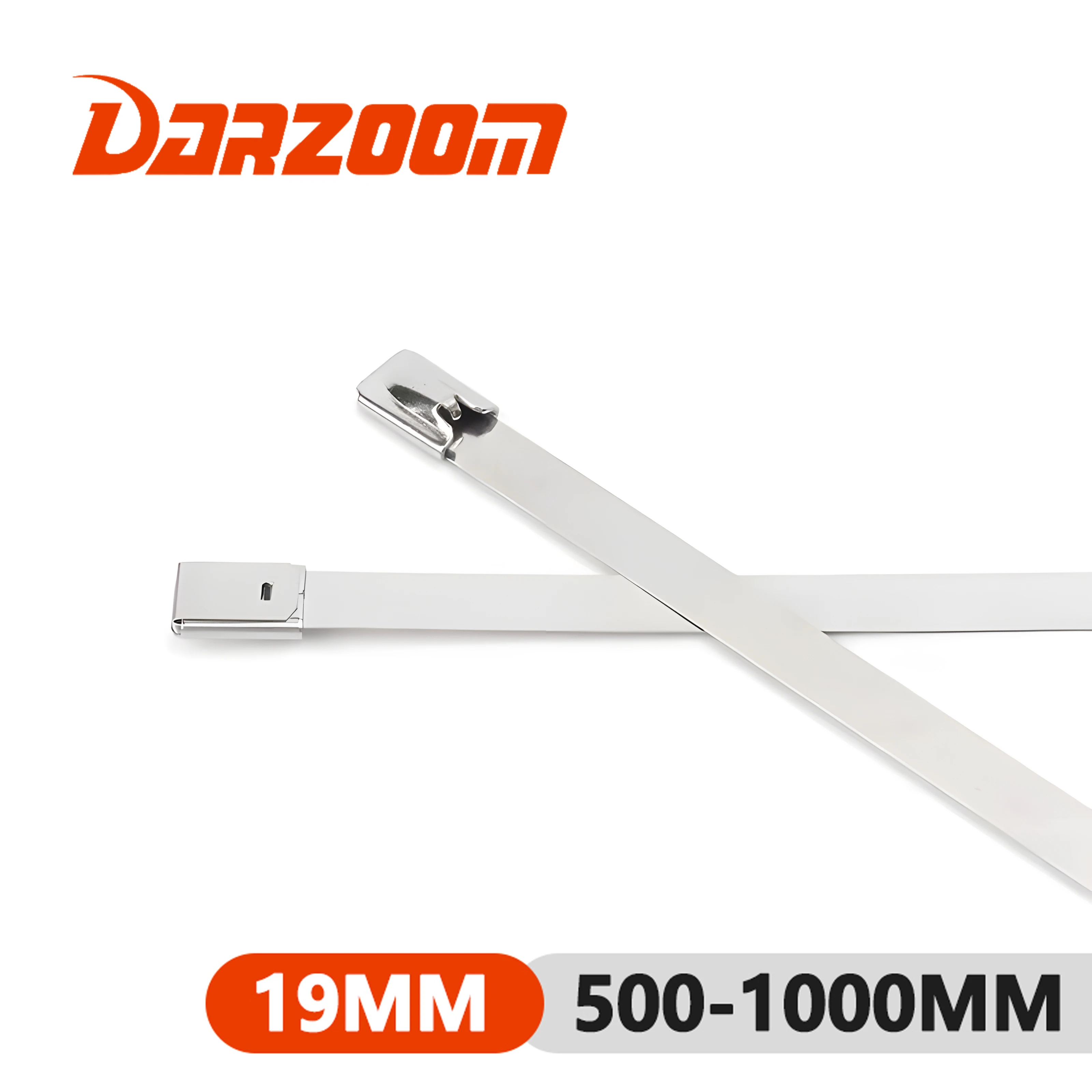 

304#Stainless Steel Cable Ties 19mm Heavy Duty Self-Locking Cable Zip Tie Multi-Purpose Metal Exhaust Wrap Locking Ties