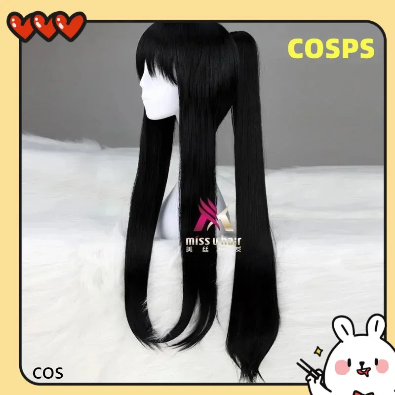 

NO2 New long black synthetic d. gray-man yu kanda cosplay wig halloween hair party with a ponytail male wigs bangs wig c LOCOS