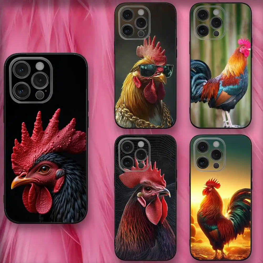 

Animal Rooster Phone Case For iPhone 16,se4,15,14,13,12,11,Pro,X,XS,Max,XR,Plus,Mini Soft Black Cover