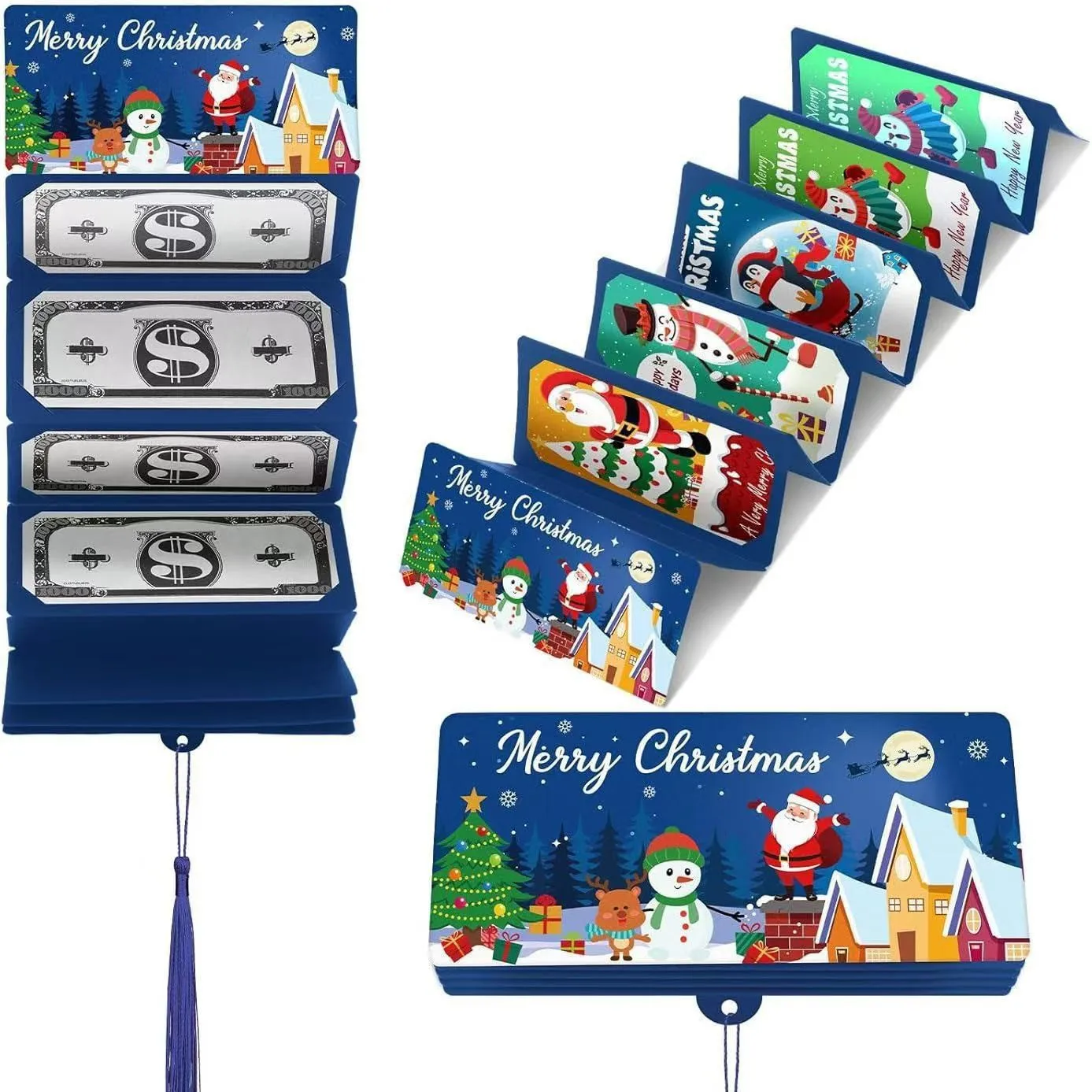 Christmas Gift Bags Red Envelope 10 Card Position Cash Wallet Gift Card Christmas Surprise Xmas Party Greeting Card Money Box view 6