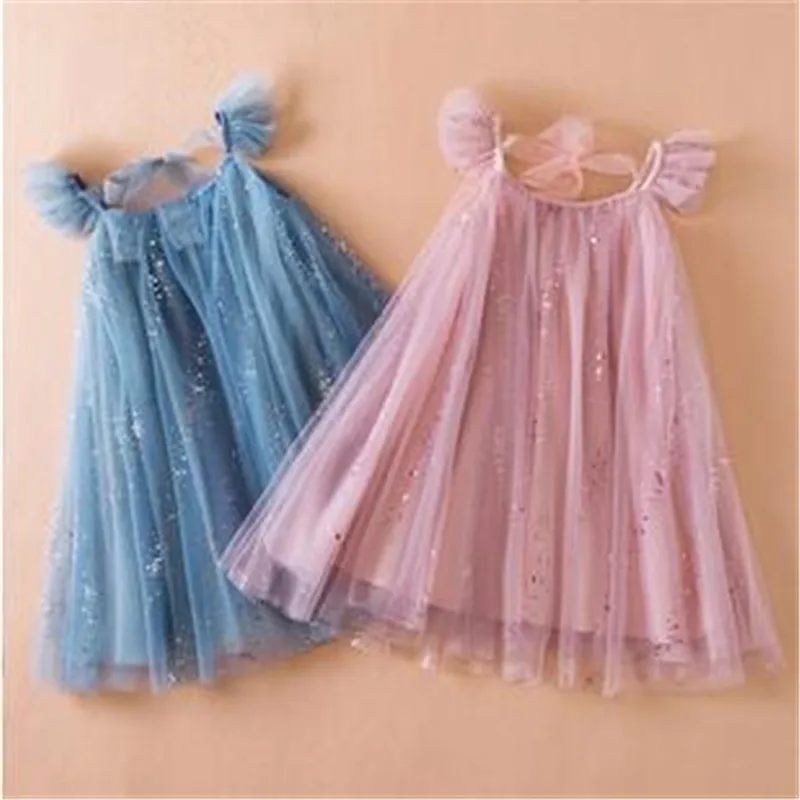 

Dress for Girl 3-8 Yrs Summer Suspender Sequin New Birthday Princess Dress Ruffles Elegant Children Vacation Casual Vestidos