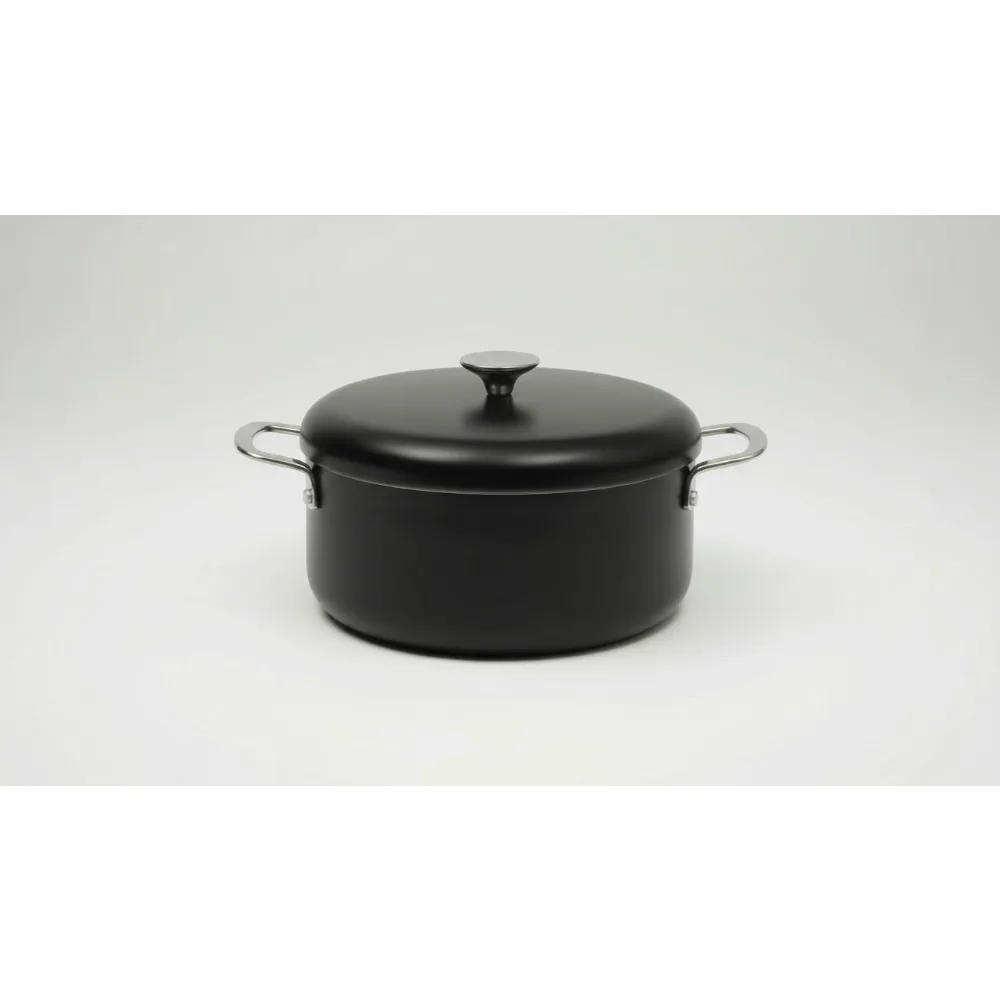 

5 Quart Aluminum Dutch Oven Pot with Ceramic Nonstick Interior - Induction Compatible Cookware for Family Meals