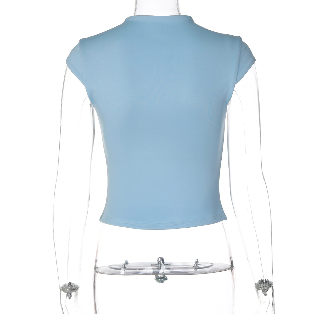 Hugcitar Modisches, einfarbiges, kurzärmliges, mit Knöpfen und Aussparungen verziertes, sexy Crop-Tanktop für den Sommer – Damen-Outfit für Streetwear, Party, Club, Y2K – Detail 4