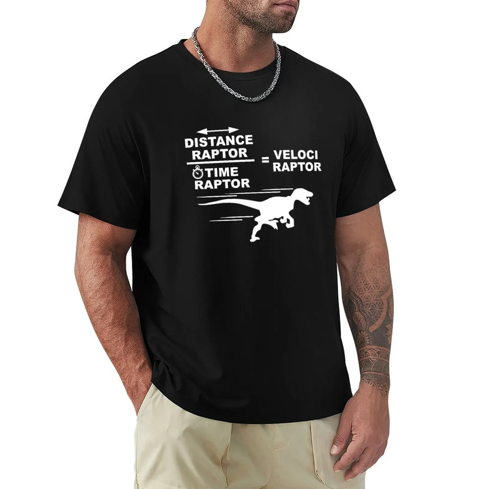 Distance raptor divided by time raptor equals velociraptor T-Shirt Basic Comfort Fit T-Shirt for Men