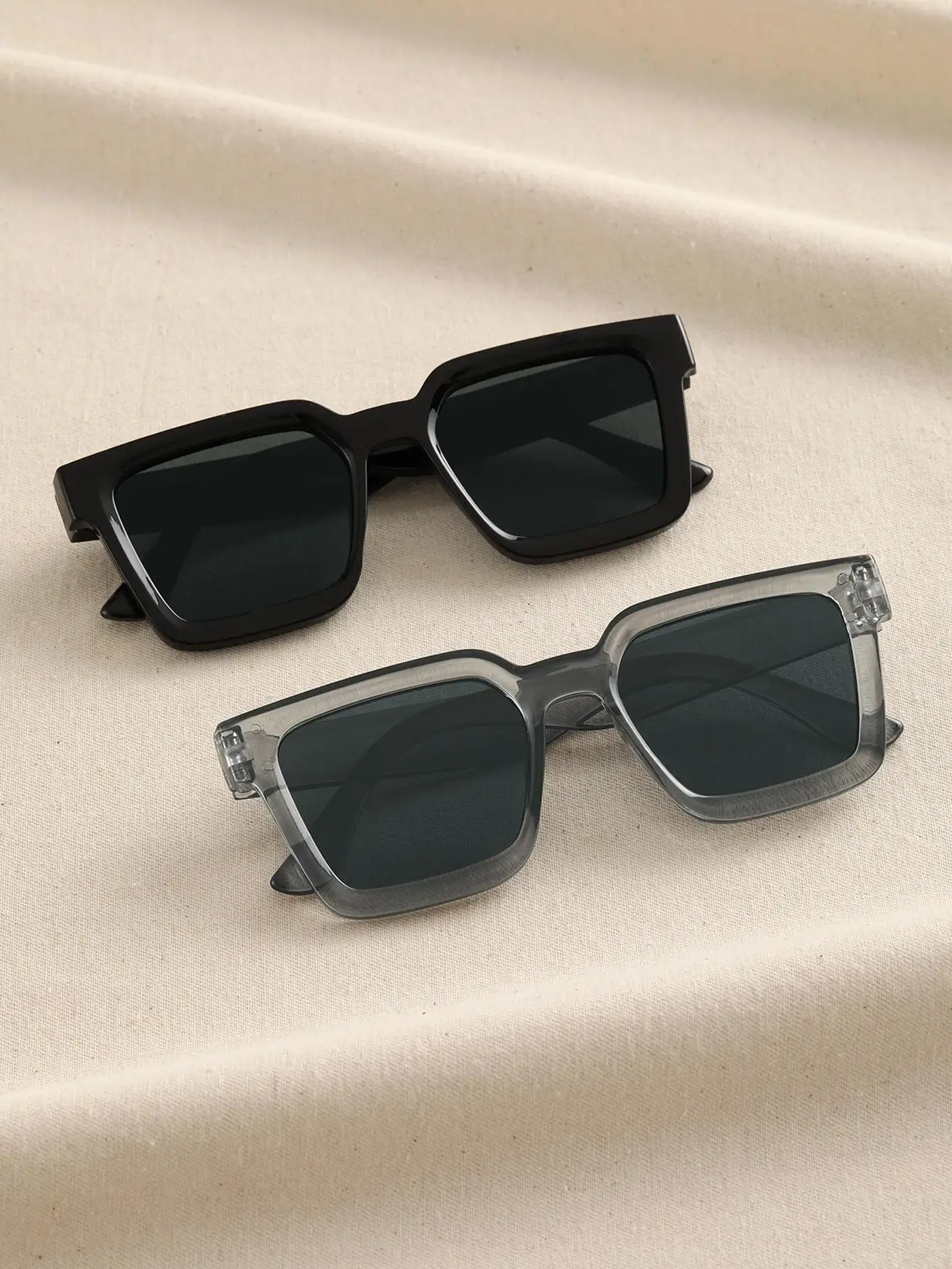 2pcs Women Men Square Frame Fashion Sunglasses For Vacation Driving UV400 Cycling Accessories