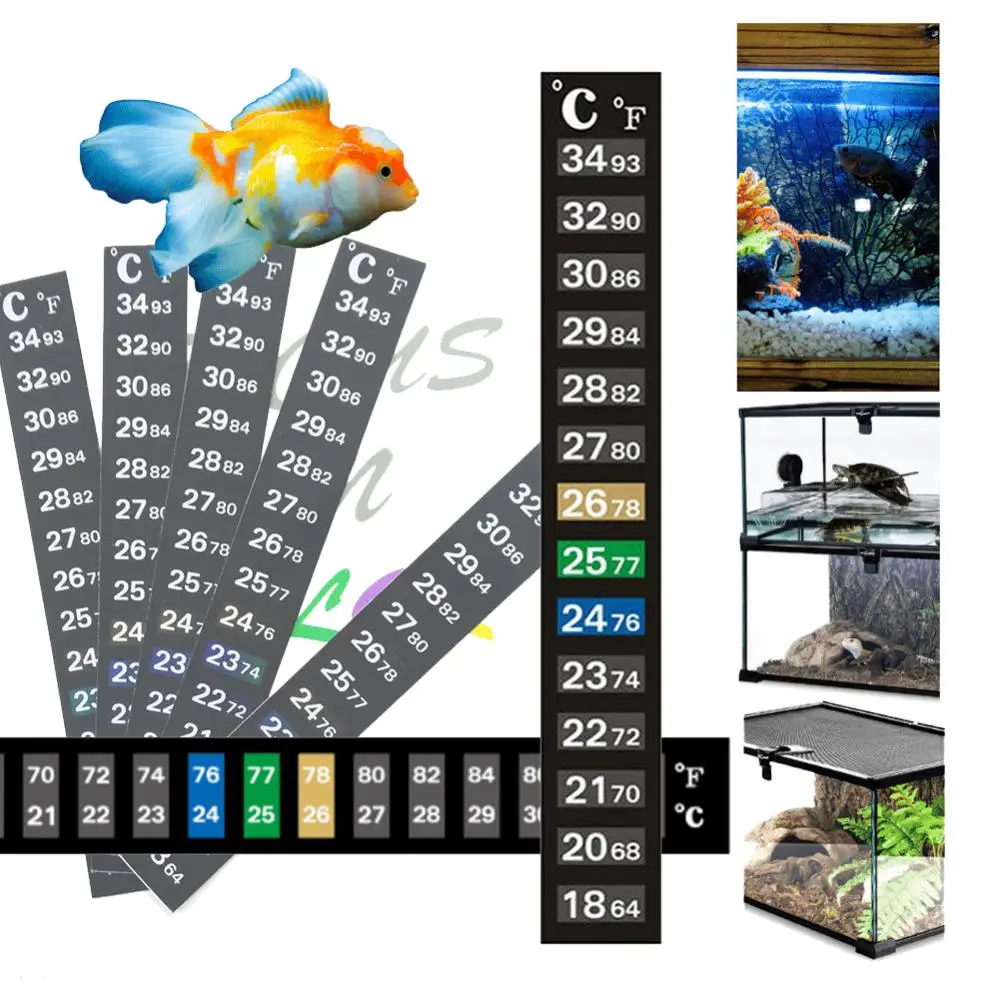 Aquarium Thermometer Adhesive Sticker Fish Tank Temperature Control Measurement PET Fish Tank Temp Meter Aquarium Accessories