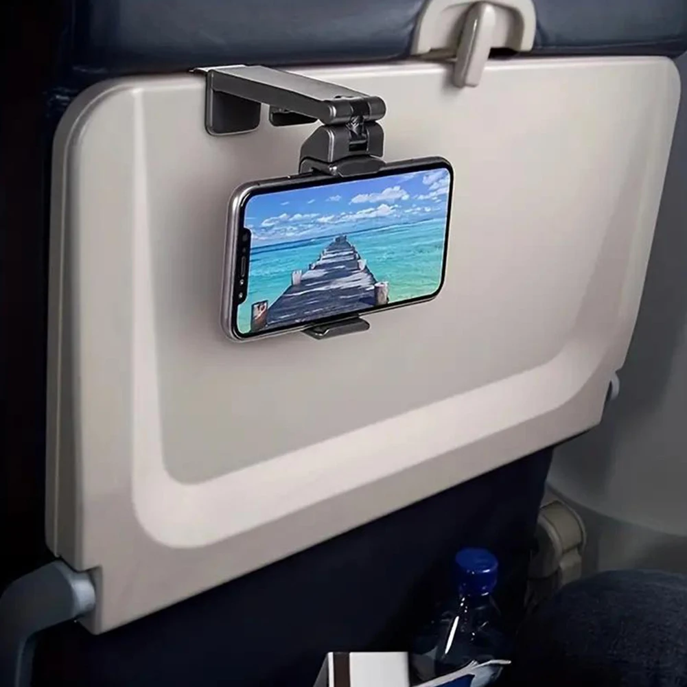 عالمي في الرحلات الجوية حامل هاتف الطائرة جبل 360 درجة دوران يدوي طائرة السفر حامل جوّال بلاستيكي #4