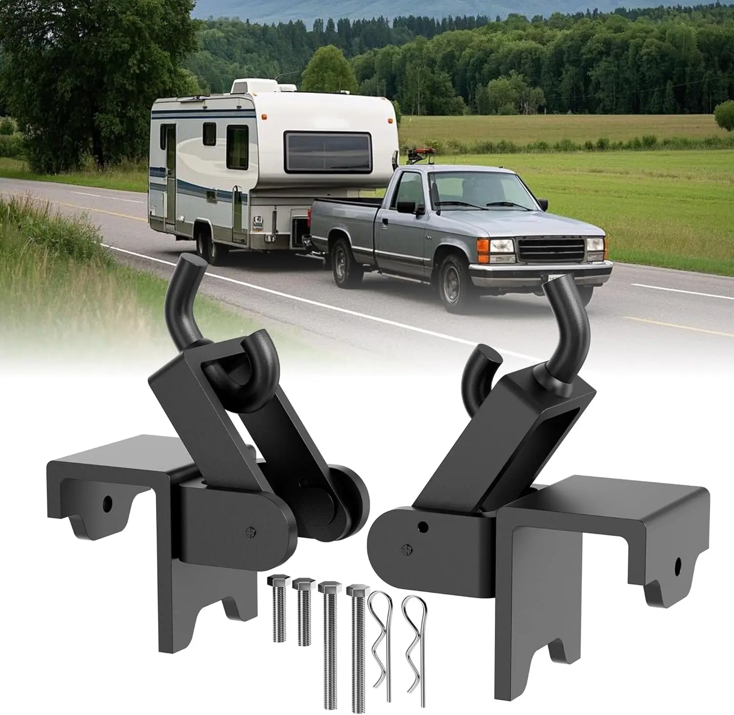 

Heavy Duty Weight Distribution Hitch Hooks, 2 pcs, Black Powder Coated, Compatible with Trailers RVs Trucks