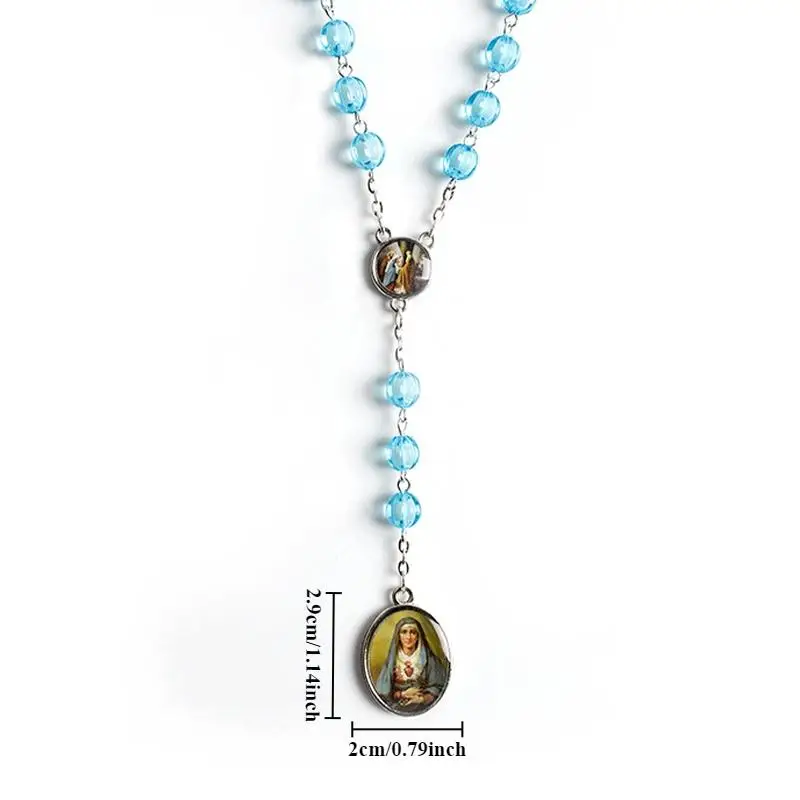 Seven Sorrows of Mary Rosary Chaplet Acrylic Beads Catholic Jewelry Necklace for Women Men