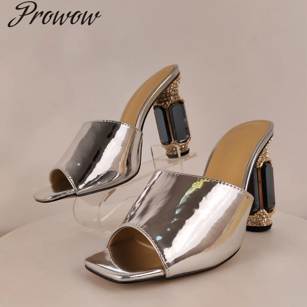 

Модные тапочки на высоком каблуке с квадратной головкой, женская обувь Zapatos Mujer