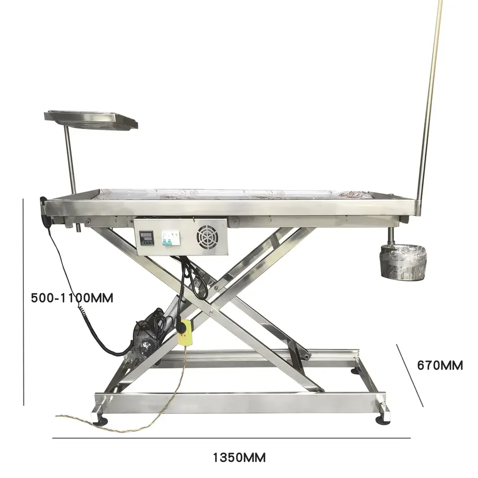 

Медицинский ветеринарный операционный стол из нержавеющей стали с электрическим плоским подъемным механизмом для обработки животных