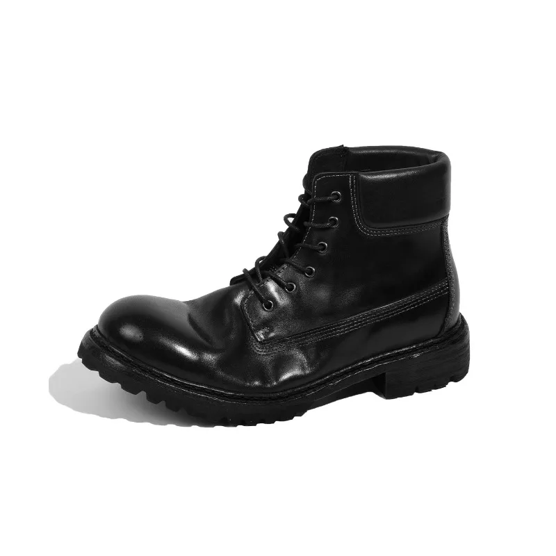 Handmade Shoes Men's Work Retro Genuine Leather Desert Ankle Boots Male Luxury Outdoor Casual Motorcycle Chelsea Boots Youth