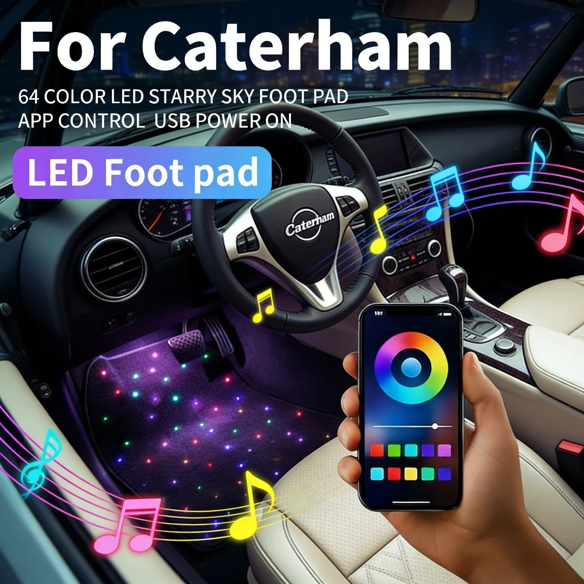 Для Caterham Seven 160 170 270 310 360 420 620 USB автомобильный светодиодный коврик для ног со звездным небом DIY можно разрезать