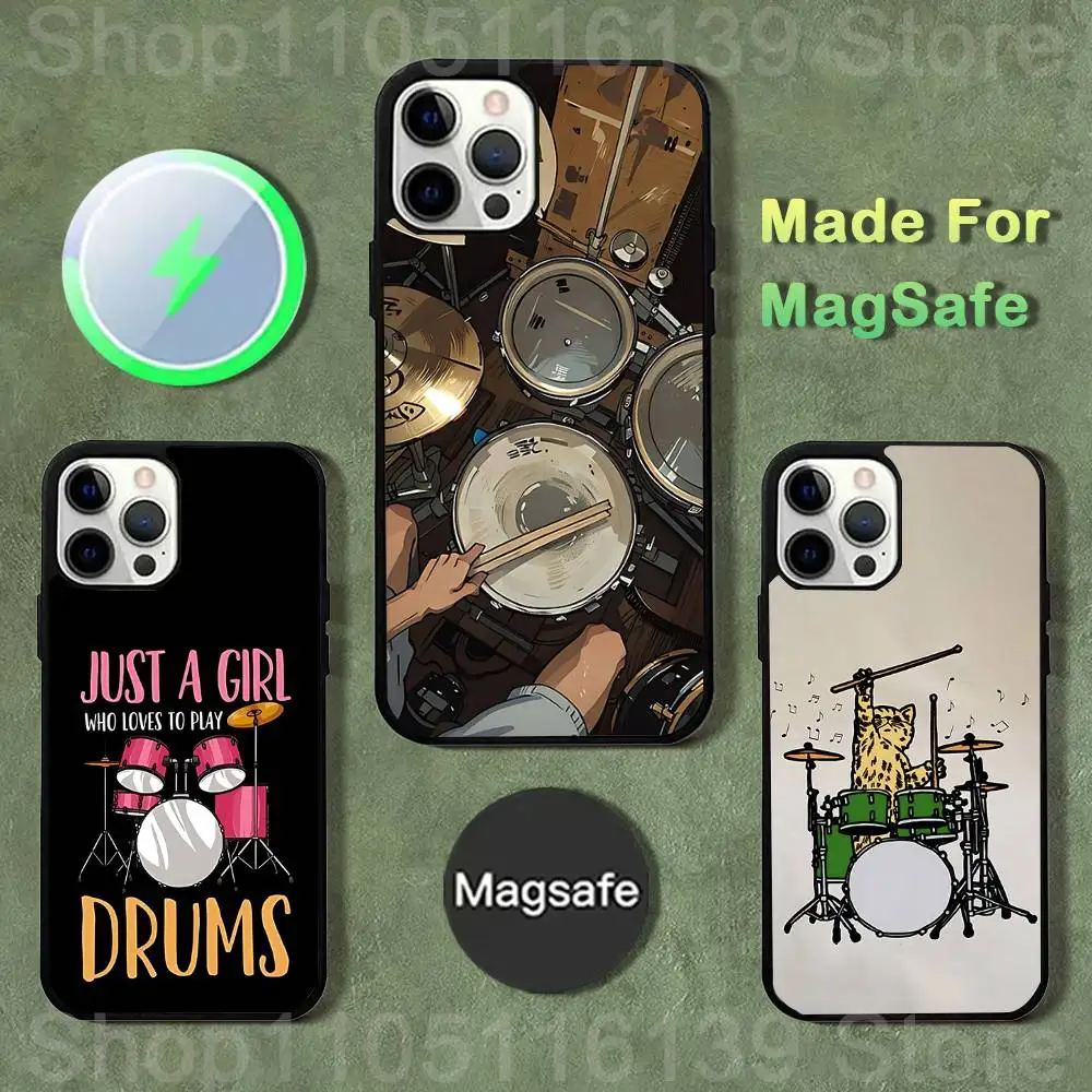 

Drummer Drum Set Phone Case For iPhone 17,16,15,14,13,12,11,Pro,Max,Plus,Mini,SE4,E Magnetic Magsafe Wireless Charging