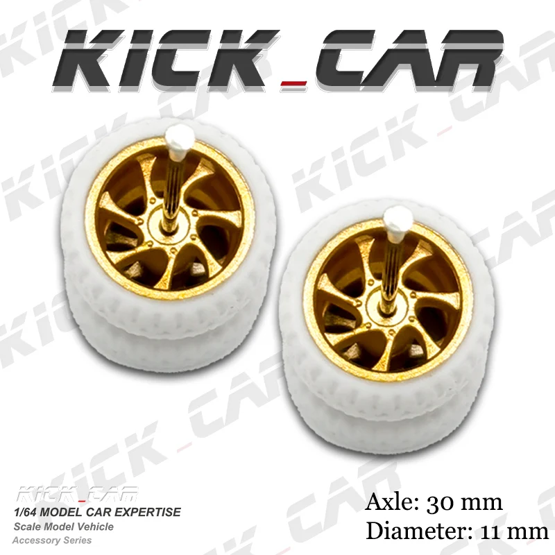 1/64 Model Car Wheels with Rubber Tires White Tires Refitting Parts for Diecast Vehicle Hot Wheels Matchbox Tomica D:11mm 1 Set