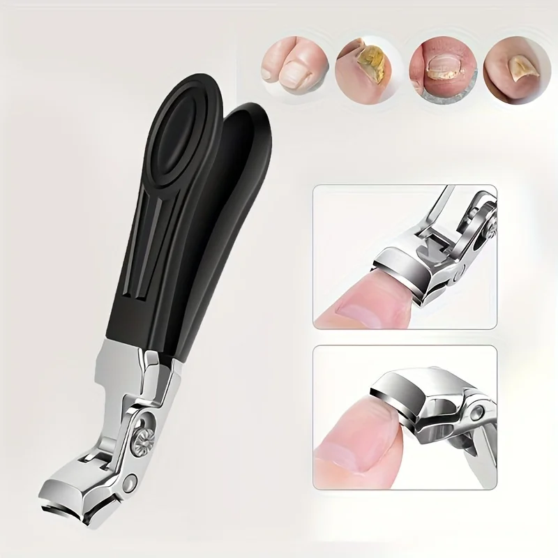 Coupe-ongles en acier inoxydable, mâchoire large robuste pour ongles épais et ongles, résistant aux éclaboussures avec lame de précision