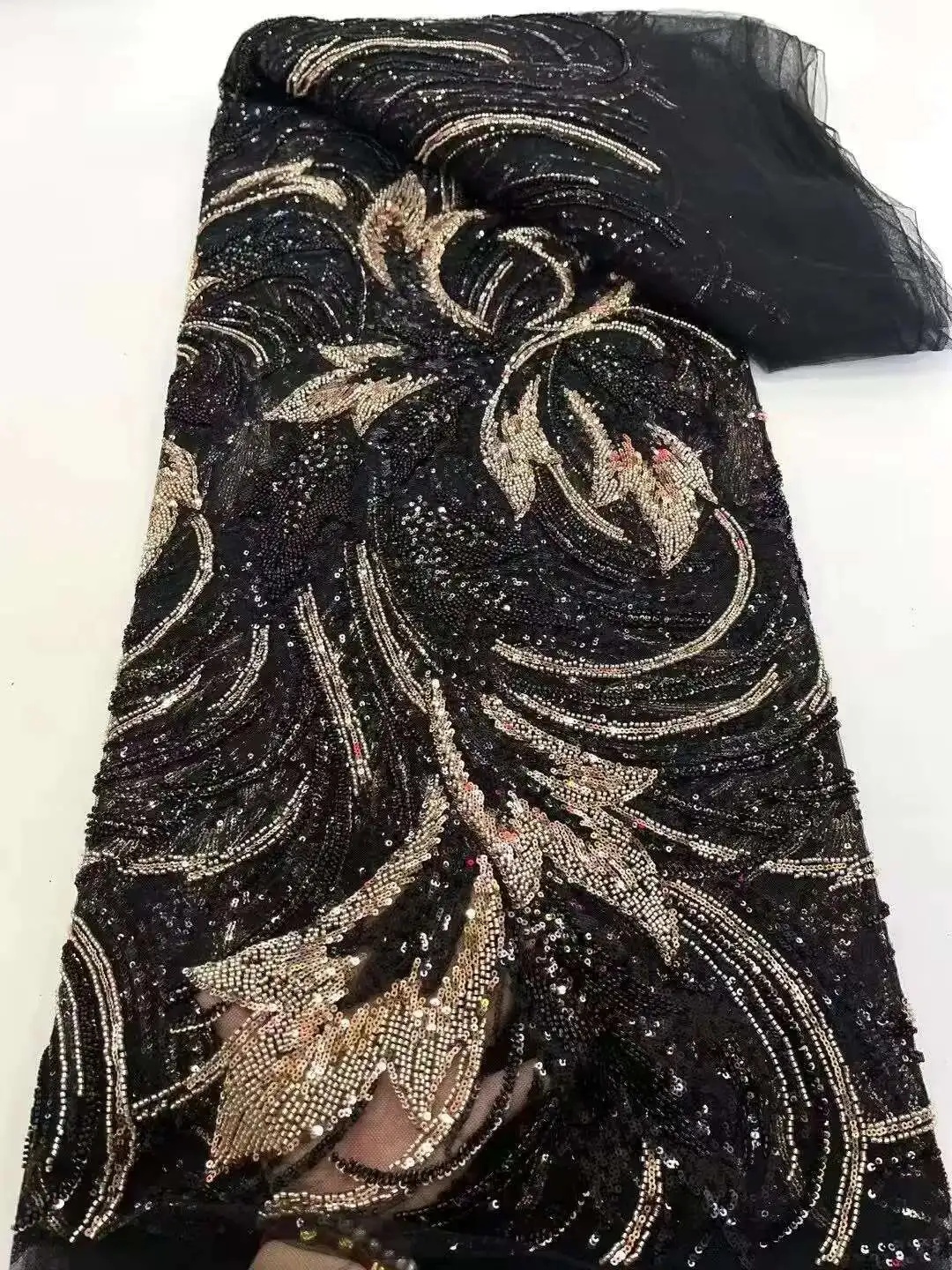 

New Arrival 3D African Lace Fabric 2025 High Quality Nigerian Lace Fabric Beads French Tulle Lace Fabric For Wedding