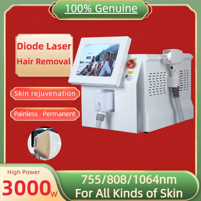 

Diode Laser Hair Removal Machine 3 wavelengths Ice Platinum 3000W Painless Permanent Epilator Skin Rejuvenation For Salon