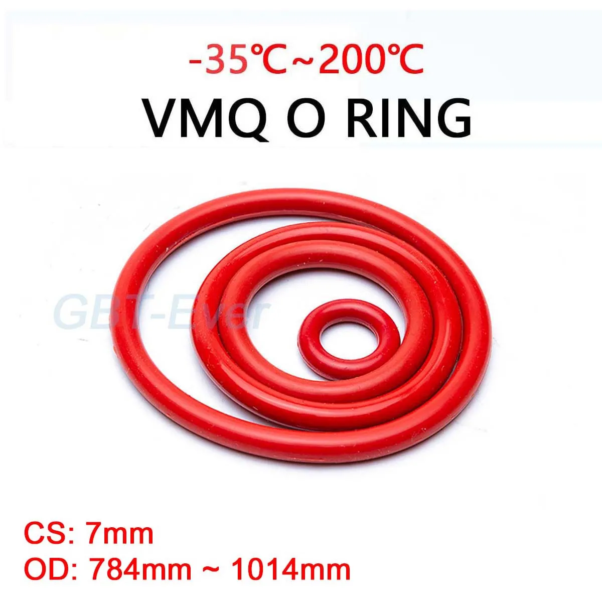 

VMQ Red Silicone O-Ring Gasket CS 7mm Silicon O Ring Washer Food Grade Sealing Ring OD 50mm ~ 774mm Waterproof & Insulated