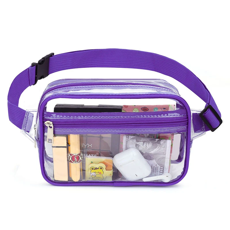 Women Men Plus Size Clear Fanny Bag with Adjustable Straps Waist Pack Concert Stadium Approved Sporting PVC Waist Bag