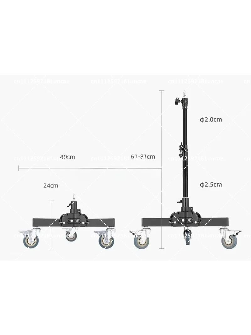 Professional Photography Heavy Duty Ground Light Frame with Pulley Folding All Metal Tripod Low Bracket for Studio Fill Light