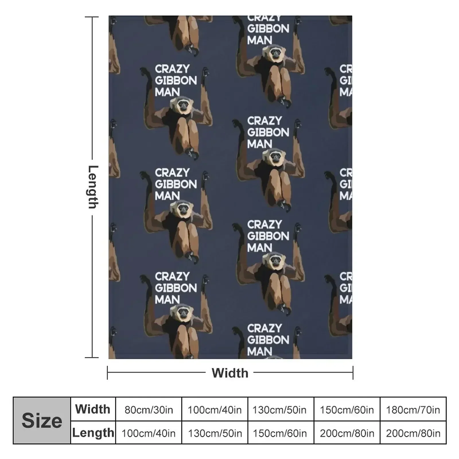 Crazy Gibbon Man Throw Blanket Shaggy Personalized Gift Furry Beach Cute decorative Blankets