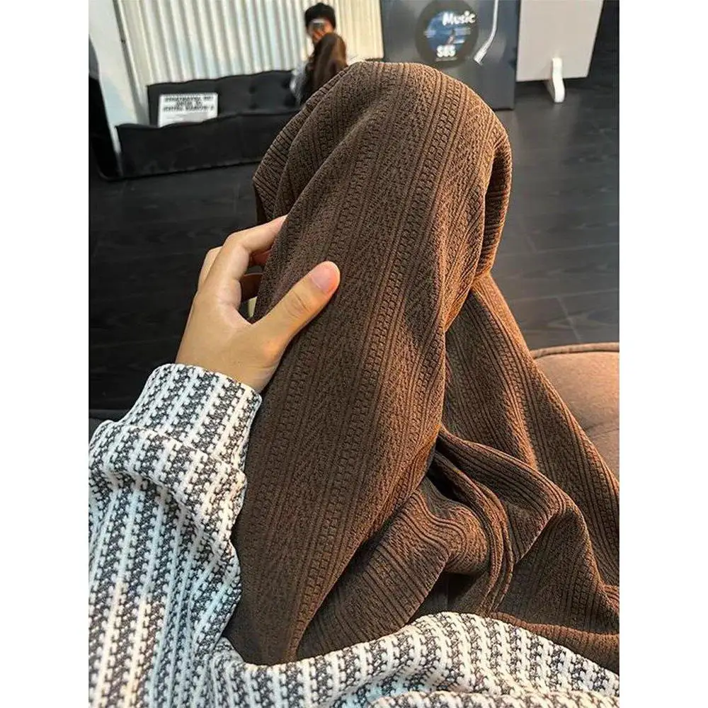 

American Vintage Knitted Long Pants Men's Autumn Straight Leg Pants Drapey Texture Wheat Spike Pattern Casual Sweatpants