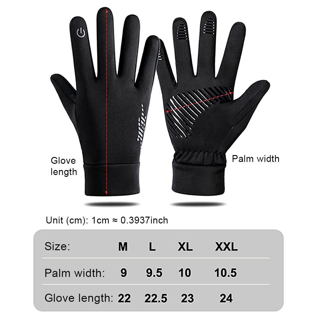 1 زوج قفاز نونسليب تنفس يندبروف قفازات مقاومة للماء دراجة نارية في الهواء الطلق ركوب ملحق المشي لمسافات طويلة التزلج الأسود XL