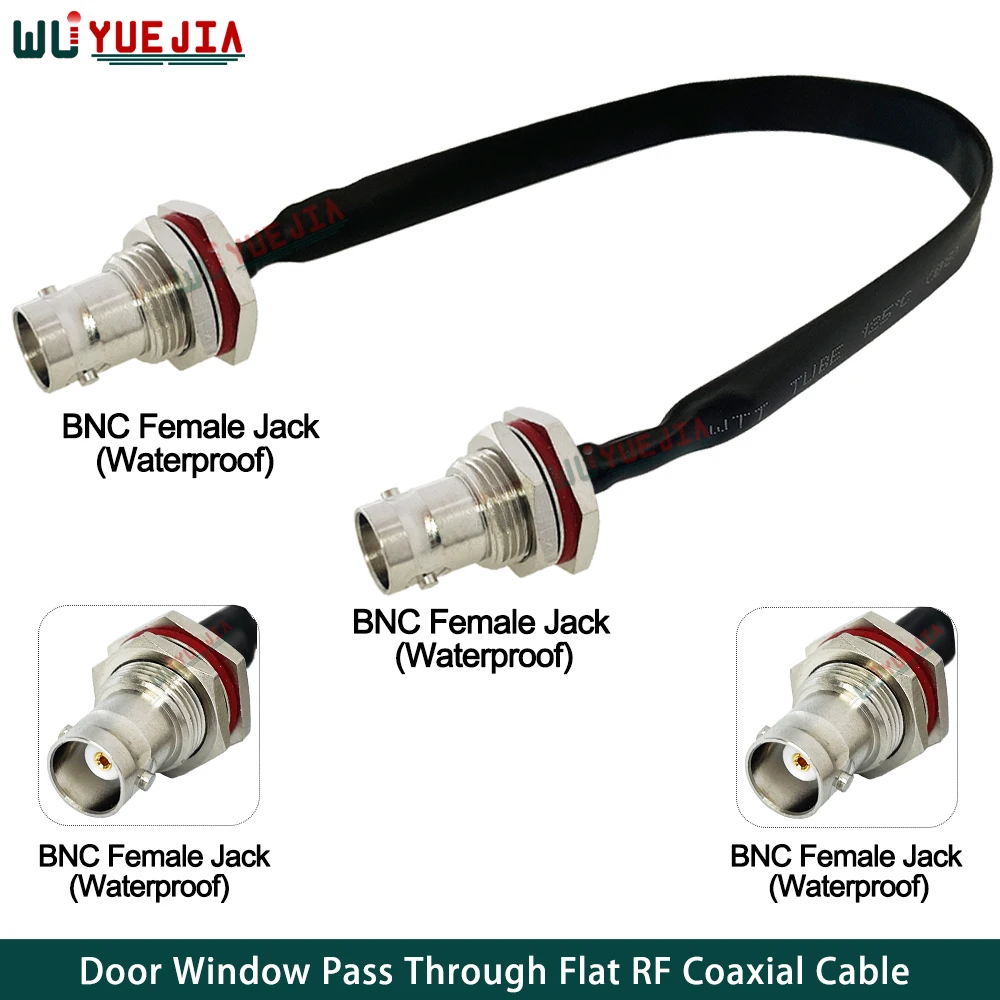 نافذة الباب تمرير من خلال شقة Q9 BNC ذكر التوصيل إلى BNC أنثى جاك موصل مقاوم للماء RF كابل محوري ضفيرة تمديد الحبل