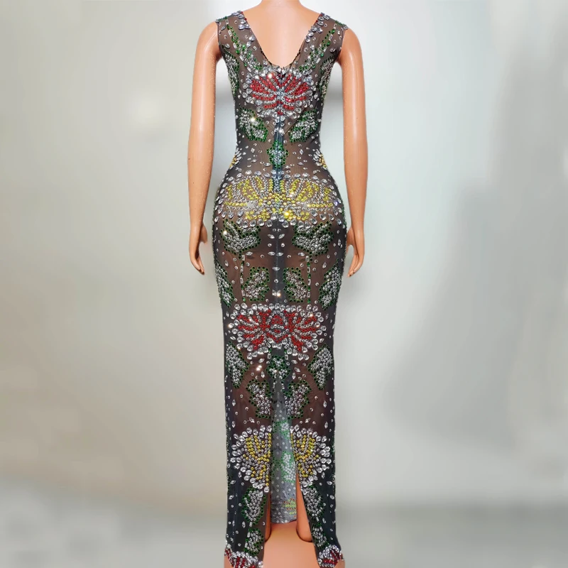 PerconsiderParty-Robe de Soirée Sexy Colorée pour Femme, Tenue de Chanteuse, Tenue de Spectacle sur Scène, XS8553