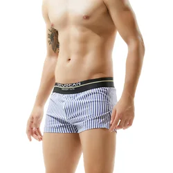 Men's Striped Home Shorts Comfortable Woven Youth Low Waist Sexy Boxers Mens Underwear