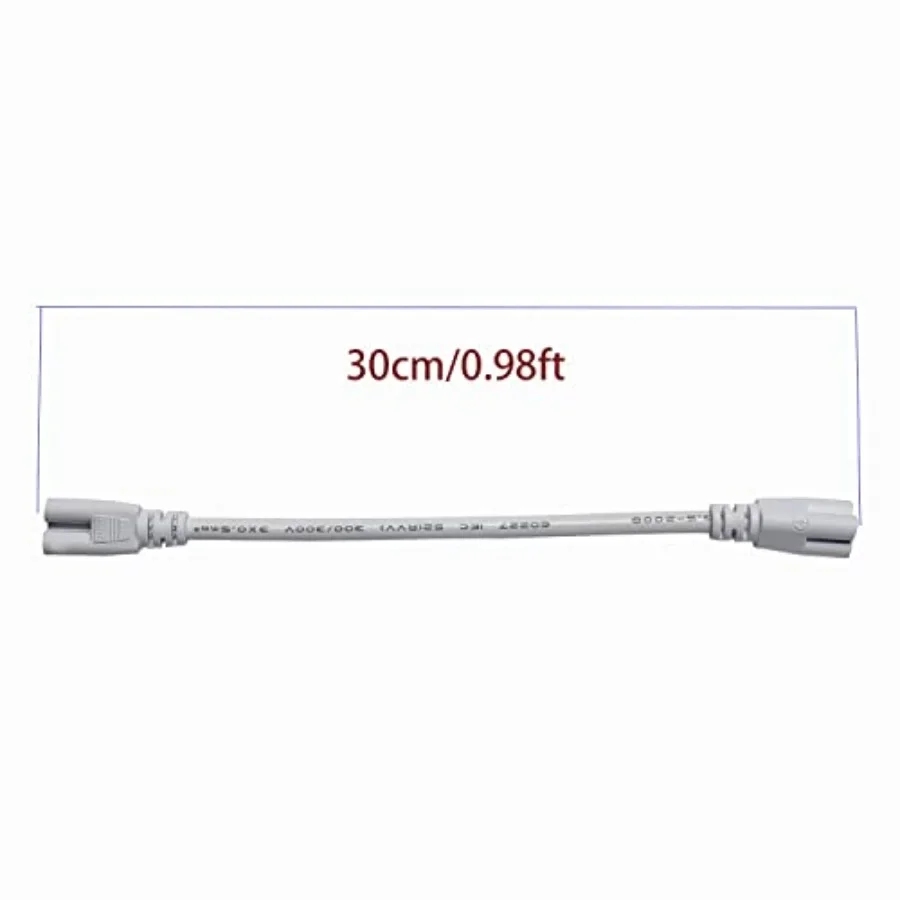 T8 LED Double End 3Pin Lamp Connecting Wire, 10-Pack. Female to Female Connector Cable. Dual Connector, 30cm
