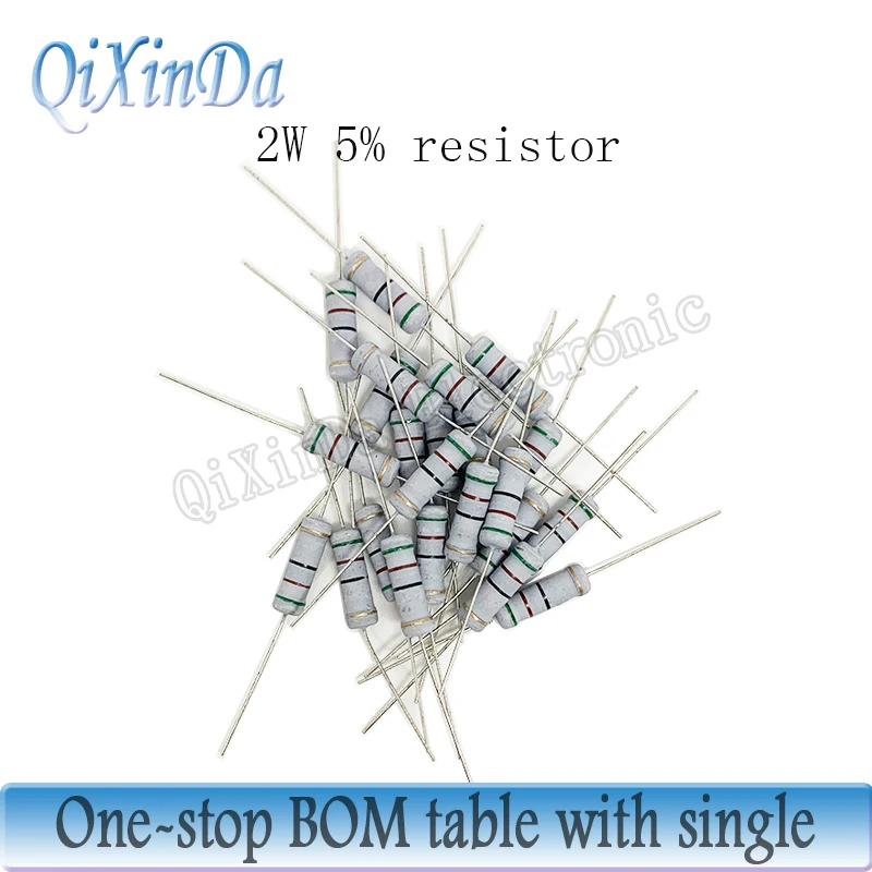 20PCS 2W 5% Carbon Film Resistor 0.1 0.5 1 4.7 10 47 470 560 750 120K 200K 1K 68K 1M ohm Resistance Carbon Film 0.1R - 820K ohm