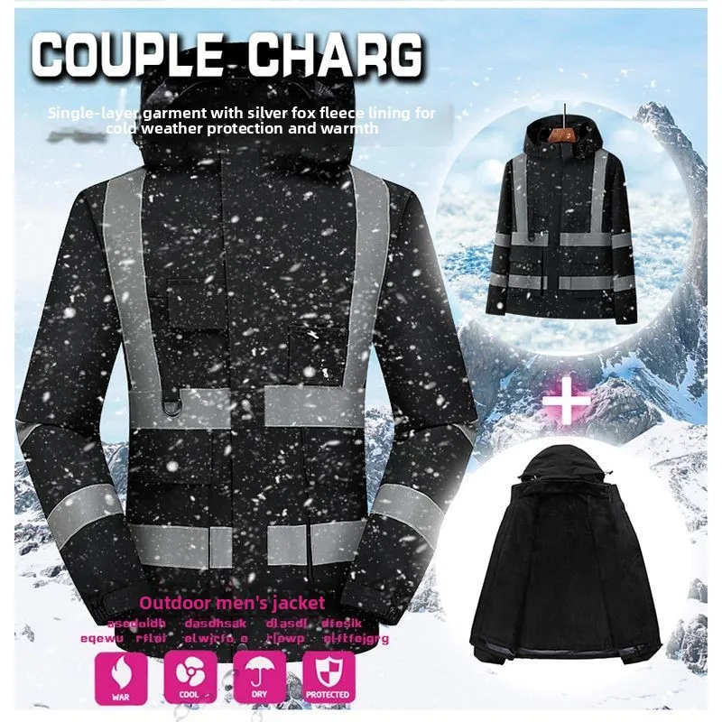 

High-Vis 3-in-1 Jacket, Detachable Liner Wind Waterproof Utility Coat, Reflective Custom Logo